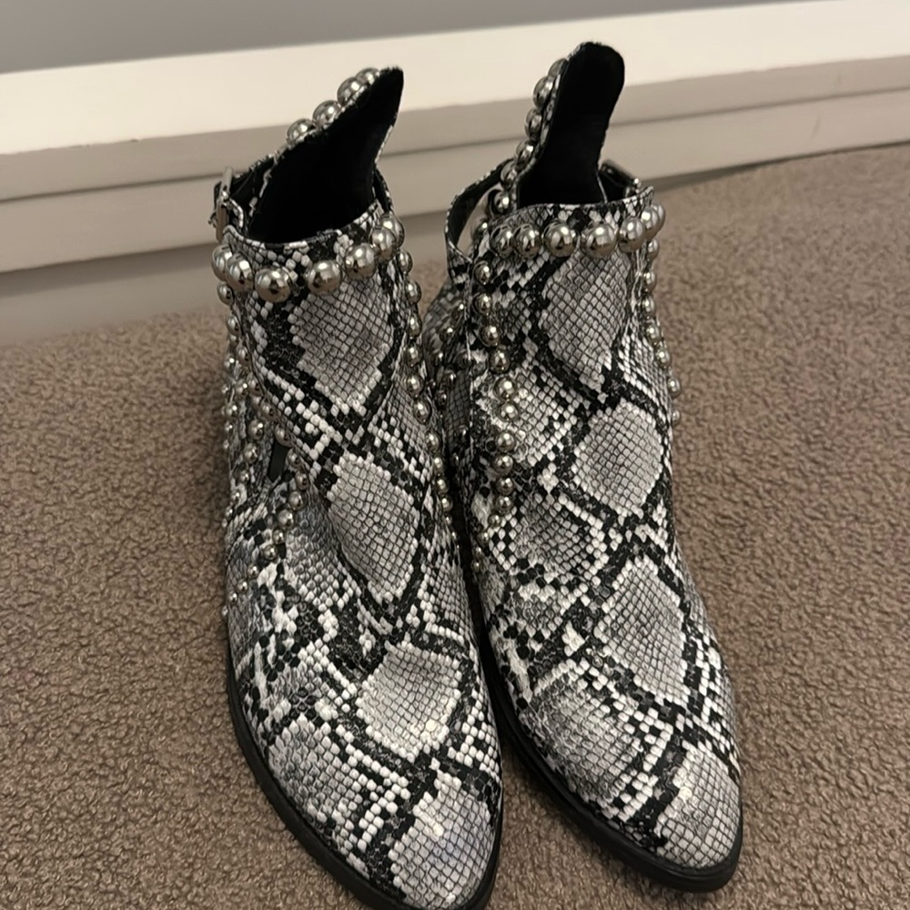 Jeffrey Campbell Snakeskin studded booties